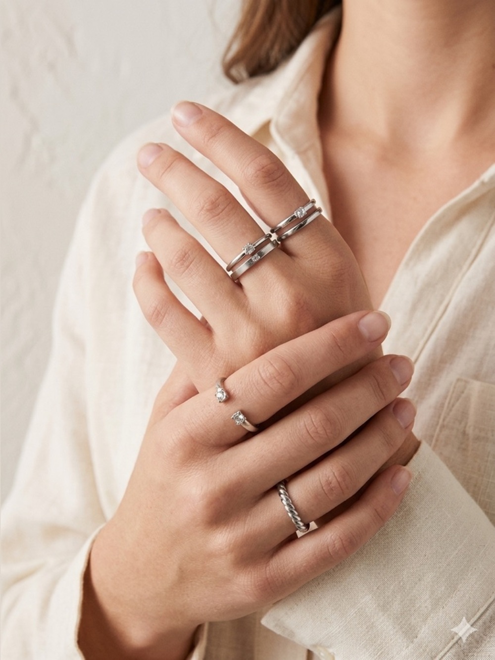 Maurices Silver Ring Set Size 7 | 4 Piece Stackable Nickel-Free